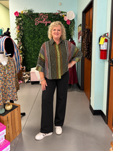 Load image into Gallery viewer, Mixed stripe and polka dot print sleeve top
