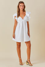 Load image into Gallery viewer, FLORAL JACQUARD BABYDOLL RUFFLE SLEEVE MINI DRESS

