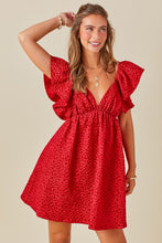 Load image into Gallery viewer, FLORAL JACQUARD BABYDOLL RUFFLE SLEEVE MINI DRESS
