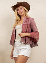 Load image into Gallery viewer, Vintage Bohemian Tiered Patchwork Cropped Shrug
