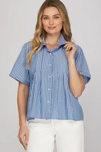 Load image into Gallery viewer, Lovely short sleeve stripe pleated top
