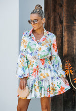 Load image into Gallery viewer, Multicolor floral balloon sleeve dress
