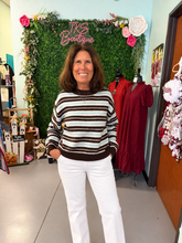 Load image into Gallery viewer, MULTI-COLOR STRIPE CREWNECK KNIT SWEATER
