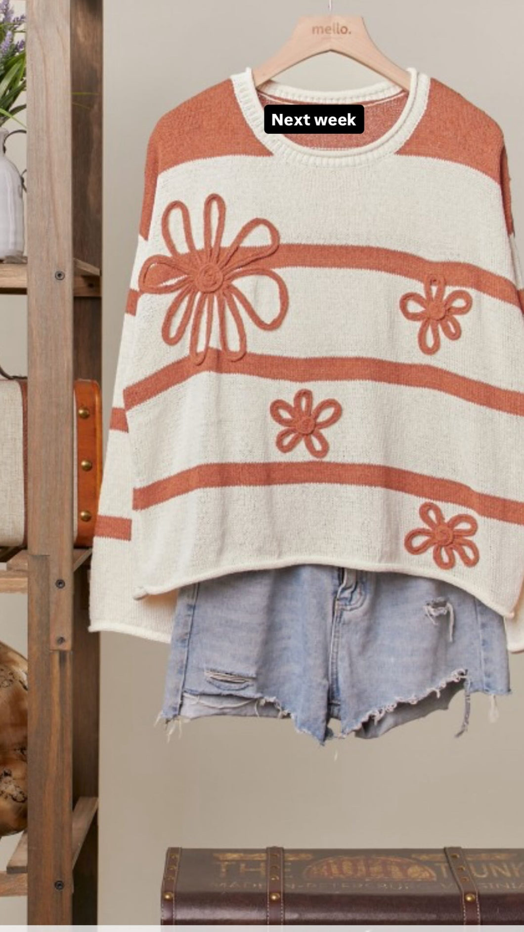 Daisy striped round neck sweater