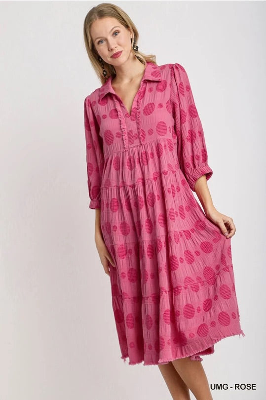 The Jenna Dotted vneck collared dress