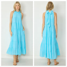Load image into Gallery viewer, SOLID Mock Neck sleeveless tiered maxi dress
