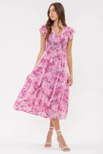 Load image into Gallery viewer, FLORAL FLUTTER SLEEVE MIDI DRESS
