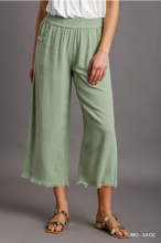 Load image into Gallery viewer, The Dianna Wide Leg Pant with Elastic Waist, Pockets, and Frayed Hem
