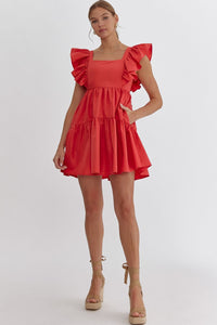 Solid square neck Baby Doll Dress
