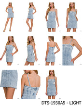 Load image into Gallery viewer, SPAGHETTI STRAP EXPOSED SEAM LIGHT-WASH DRESS
