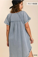 Load image into Gallery viewer, Short sleeve pocket denim dress
