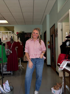 Stripe pattern cuff band adorable top