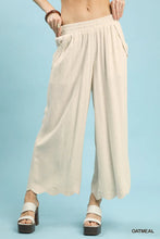 Load image into Gallery viewer, Linen Blend Scallop Hem Wide Leg Pants
