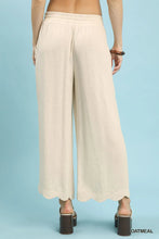 Load image into Gallery viewer, Linen Blend Scallop Hem Wide Leg Pants
