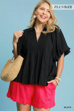 Load image into Gallery viewer, Exaggerated Bubble Sleeve Top with Front Yoke and Smocking Details
