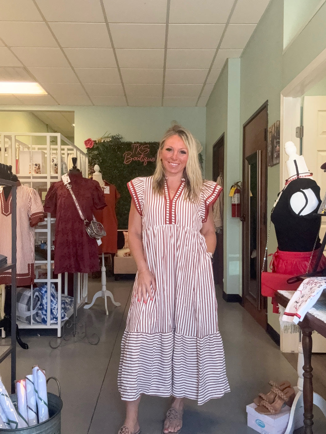 Customer Fav striped dress with adorable sleeves