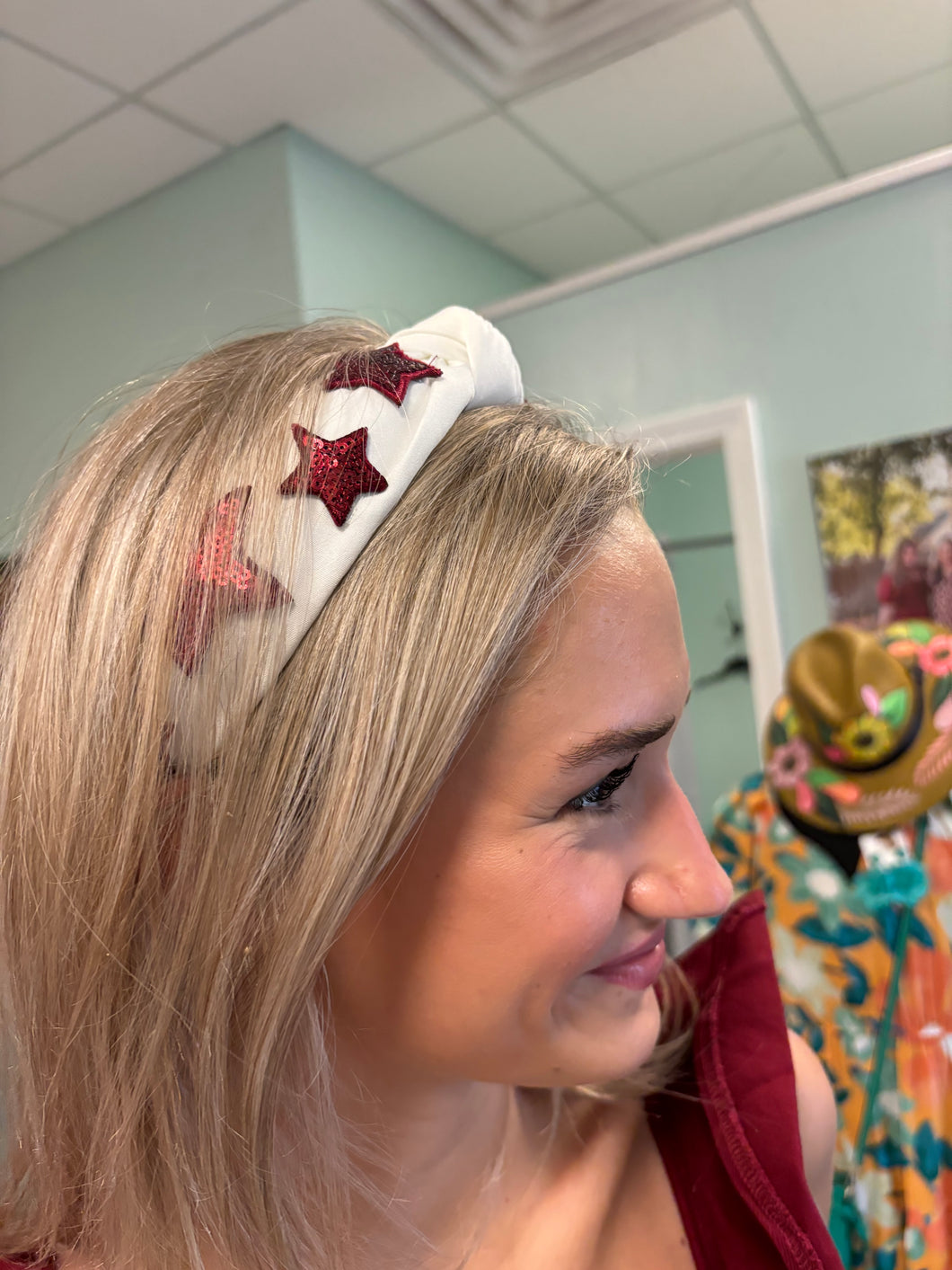 Maroon and White Headbands