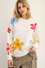 Load image into Gallery viewer, Floral Round Neck Long Sleeve Sweater
