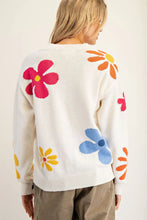Load image into Gallery viewer, Floral Round Neck Long Sleeve Sweater
