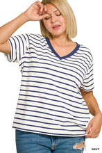 Load image into Gallery viewer, STRIPED V-NECK T-SHIRTS
