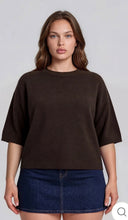 Load image into Gallery viewer, PLUS HEATHERED CREW NECK HALF SLEEVE BOXY PULLOVER
