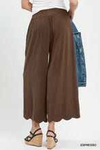 Load image into Gallery viewer, Linen Blend Scallop Hem Wide Leg Pants
