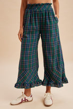 Load image into Gallery viewer, Check Flannel Wide Leg Ruffle Pants
