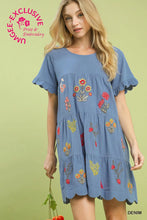Load image into Gallery viewer, Embroidered Tiered Babydoll Dress with Ruffle Sleeves
