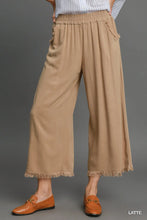 Load image into Gallery viewer, The Dianna Wide Leg Pant with Elastic Waist, Pockets, and Frayed Hem
