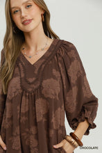 Load image into Gallery viewer, Floral Textured V-Neck Babydoll Dress
