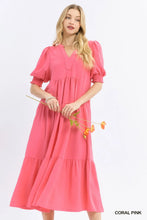 Load image into Gallery viewer, Solid V-Neck Tiered Midi Dress

