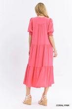 Load image into Gallery viewer, Solid V-Neck Tiered Midi Dress
