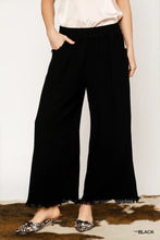 Load image into Gallery viewer, The Dianna Wide Leg Pant with Elastic Waist, Pockets, and Frayed Hem
