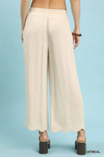 Load image into Gallery viewer, Linen Blend Scallop Hem Wide Leg Pants
