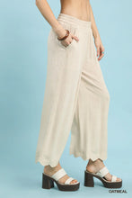 Load image into Gallery viewer, Linen Blend Scallop Hem Wide Leg Pants
