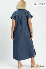 Load image into Gallery viewer, Pre order Stone Washed Collared Denim Midi Dress
