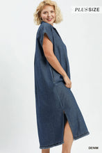 Load image into Gallery viewer, Pre order Stone Washed Collared Denim Midi Dress
