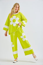Load image into Gallery viewer, MINERAL WASHED FLOWER PATCHED WIDE LEG PANTS
