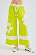 Load image into Gallery viewer, MINERAL WASHED FLOWER PATCHED WIDE LEG PANTS
