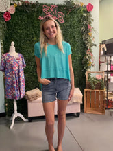 Load image into Gallery viewer, Shark bite side slit short sleeve top

