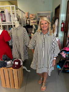 Striped Seersucker Pullover dress - pre order