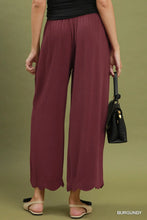 Load image into Gallery viewer, Linen Blend Scallop Hem Wide Leg Pants
