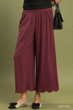 Load image into Gallery viewer, Linen Blend Scallop Hem Wide Leg Pants
