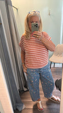 Load image into Gallery viewer, Raised rib burnt orange striped top
