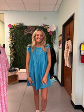 Load image into Gallery viewer, Texture Jacquard Round Neck Tiered A-Line Dress with Back Button Keyhole
