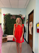 Load image into Gallery viewer, Texture Jacquard Round Neck Tiered A-Line Dress with Back Button Keyhole
