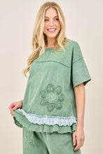 Load image into Gallery viewer, Mineral washed top with flower patch

