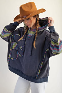 Daisy Patch Washed Terry Hoodie