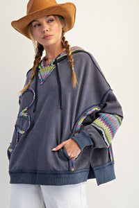 Daisy Patch Washed Terry Hoodie