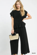 Load image into Gallery viewer, Linen Blend Smocked Peplum Top
